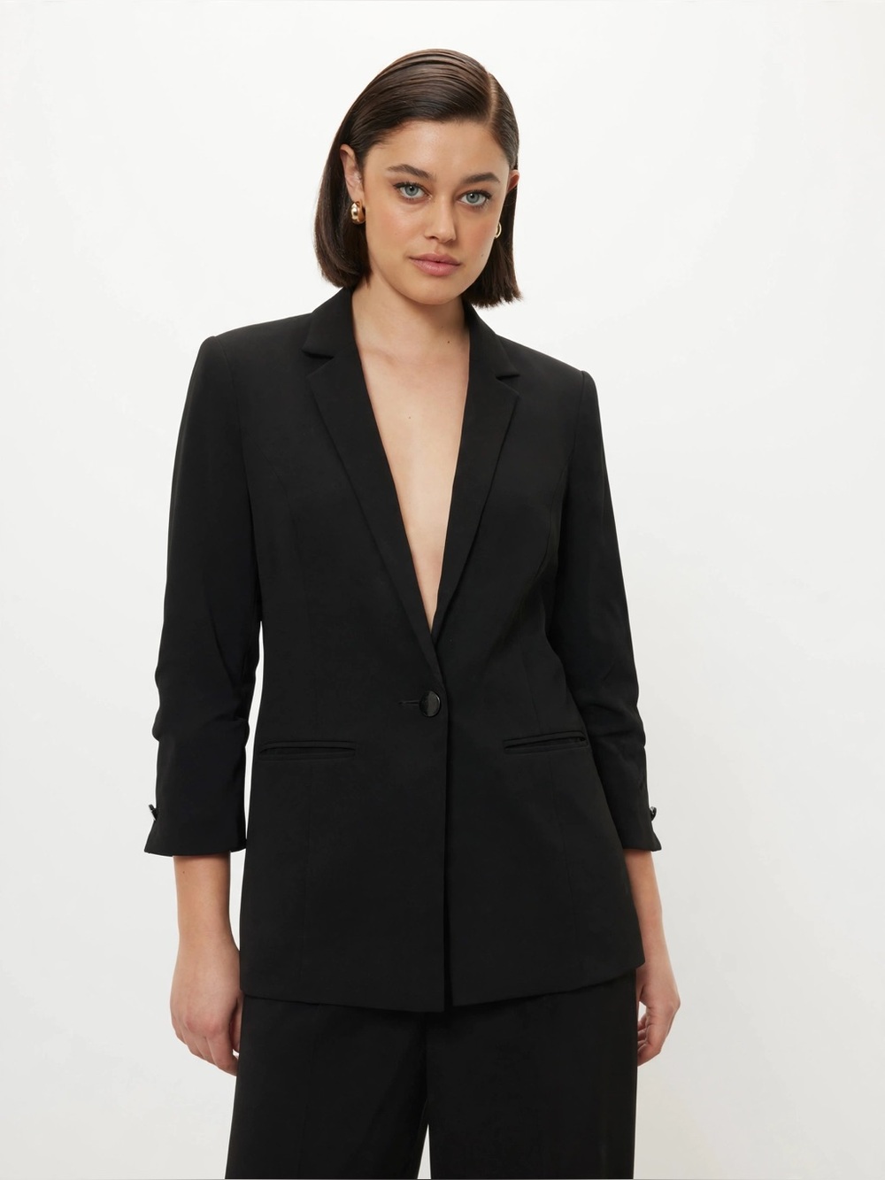 PORTMANS Classic Black Single-Button Riches Sleeve Blazer - AU12